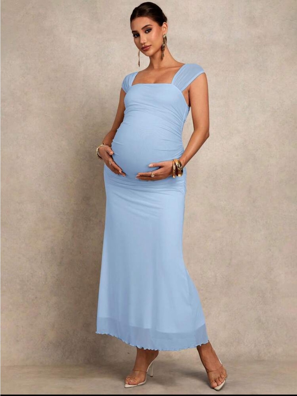 SHEIN Light Blue Maternity Maxi Dress - Picture 7 of 9